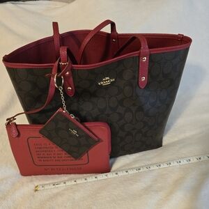 Coach Reversible City Tote with pouch and key card case